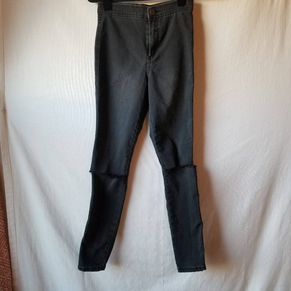 ASOS Black Jeans Distressed Knee Holes Womens Size 26X30 - Picture 1 of 10